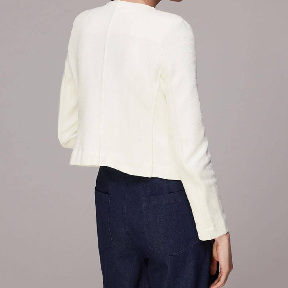 Whistles Ivory Collarless Jersey Jacket | Jarrolds, Norwich